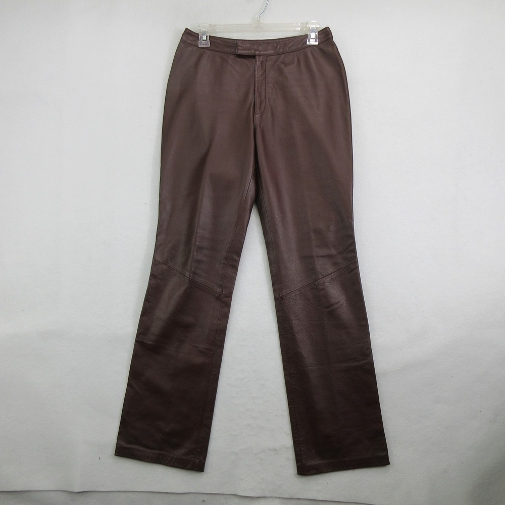 Copper Key Women's Genuine Leather Straight Leg Pants Size 7 Lined Brown